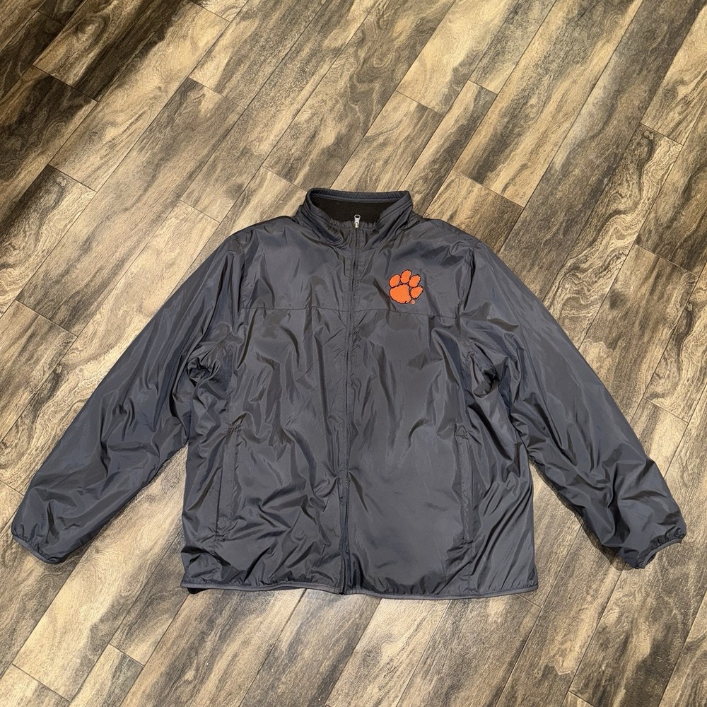 Box Seat Men's Reversible Clemson Tigers Nylon/ Fleece Full Zip Jacket Size 2XL